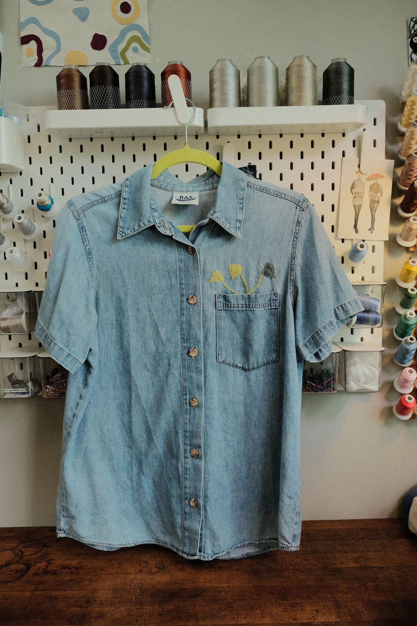 monstera denim button up *MEDIUM*
