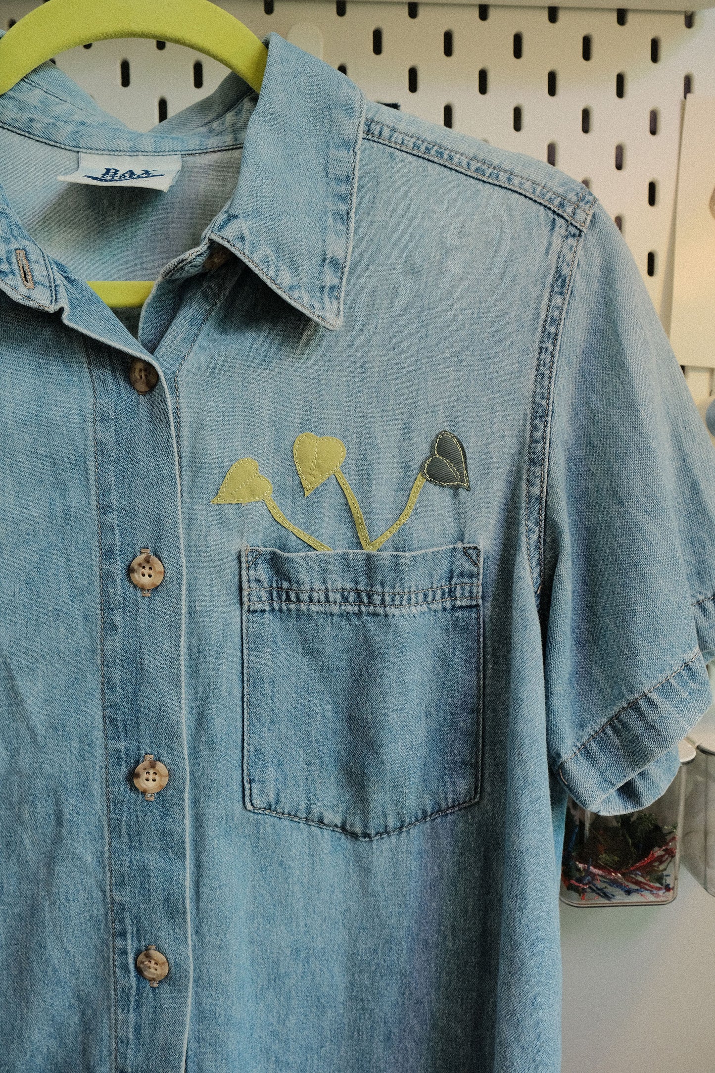 monstera denim button up *MEDIUM*