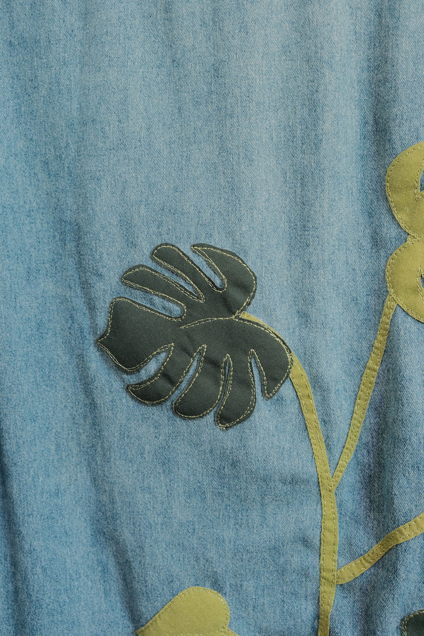 monstera denim button up *MEDIUM*
