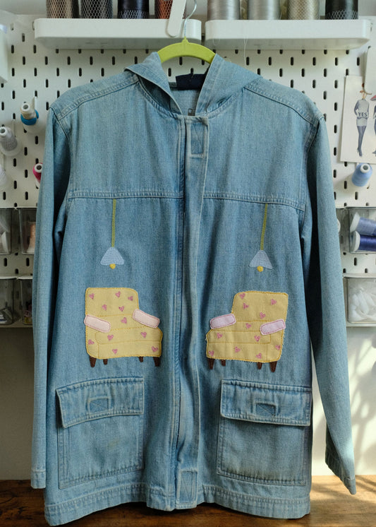 double loveseat hooded denim jacket *SMALL oversized*