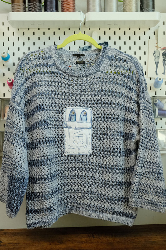 sardines! open weave knit sweater *SMALL*