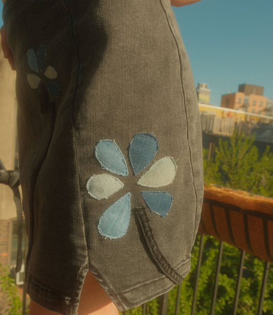denim flower skirt *s*