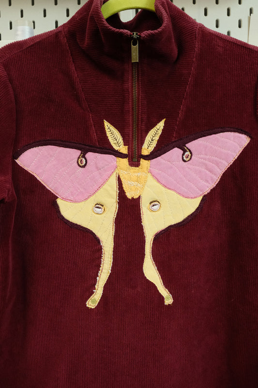 luna moth quarter zip *SMALL*